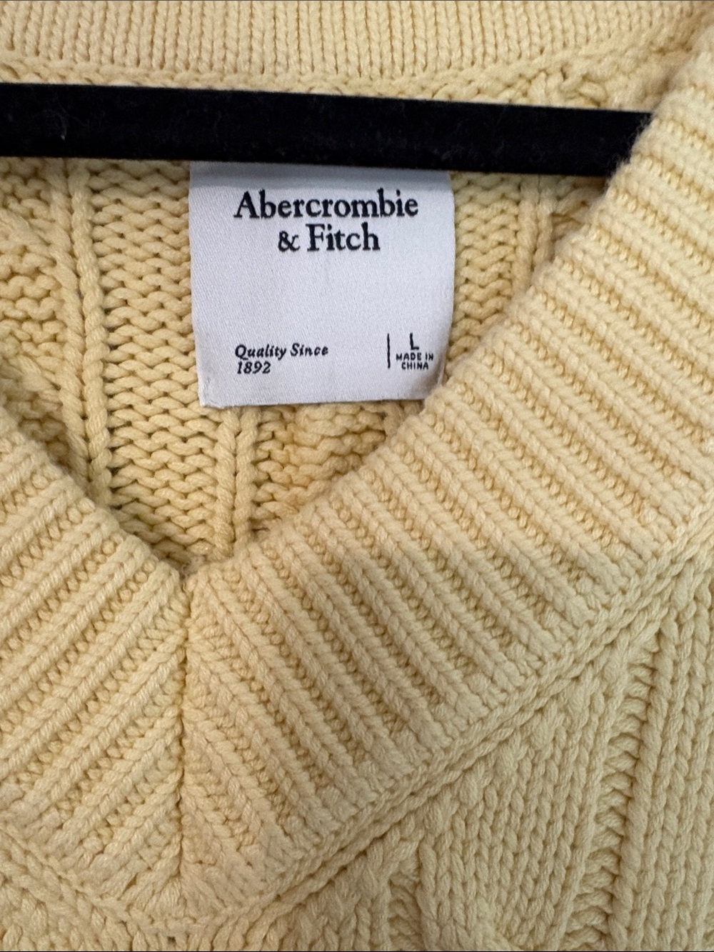 Abercrombie & Fitch Yellow Cable Knit Cropper Sweater Vest L - Picture 2 of 4
